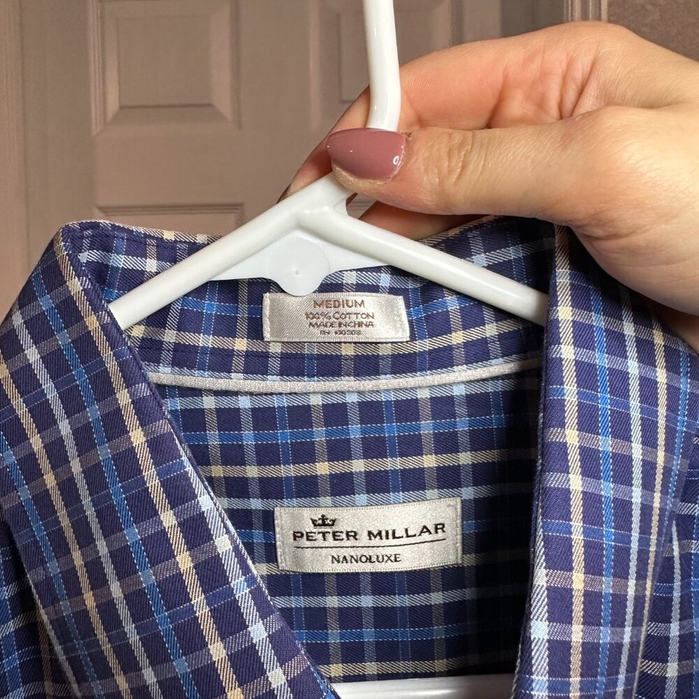 Blue Check Button Down By Peter Millar - image 3